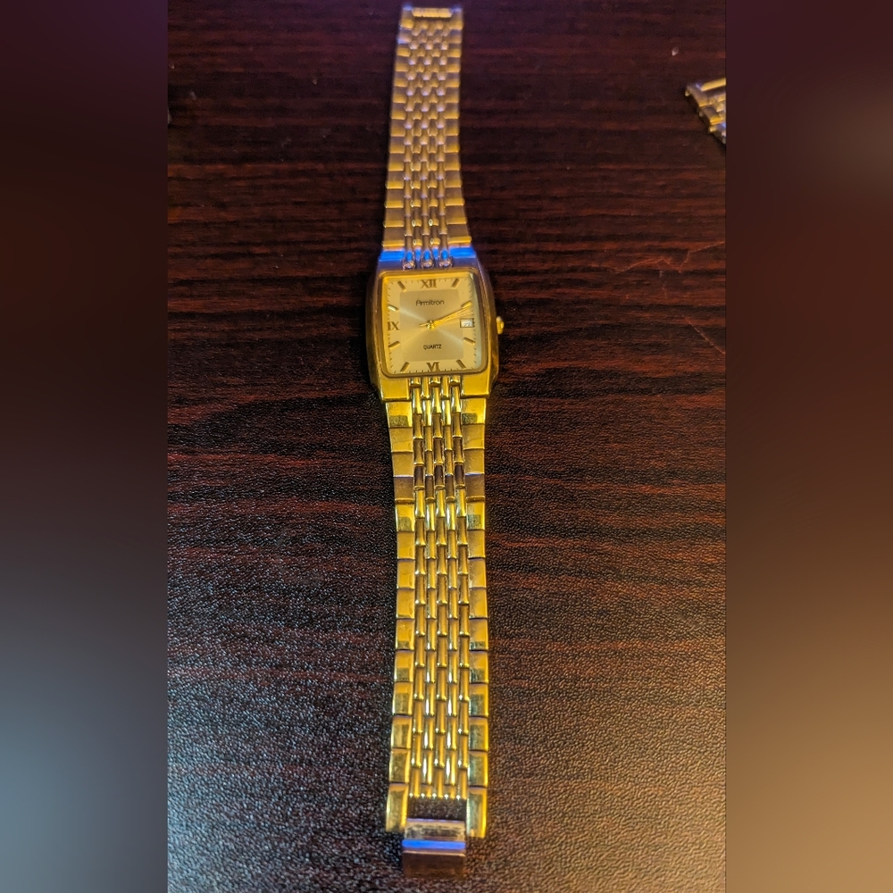 Armitron Men's Tank Watch Gold Tone Case, Band And Dial